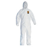 KleenGuard A45  Breathable Liquid & Particle Protection Elastic Wrist/Ankle Coveralls, White, 4XL, Hood/Fr Zipper