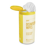 Perk™ Disinfecting Wipes, 7 x 8, Lemon, White, 75 Wipes/Canister PK56665