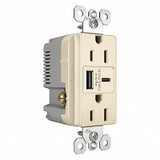 Legrand USB Charger Receptacle,15A,Type A and C R26USBACLA
