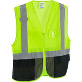 Global Industrial Class 2 Hi-Vis Safety Vest 3 Pockets Mesh Lime/Black L/XL