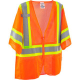 Global Industrial Class 3 Hi-Vis Safety Vest 4 Pockets Two-Tone Mesh Orange L/XL