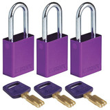 Brady Lockout Padlock,Al,Open Shackel,PK3 ALU-PRP-38ST-KA3PK