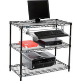 Nexel 3-Shelf Black Wire Shelf Printer Stand with Keyboard Tray 36""W x 18""D x