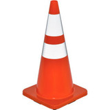 Global Industrial 28"" Traffic Cone Reflective Solid Orange Base 7 lbs.