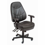 Interion Office Chair With High Back & Adjustable Arms Leather Black