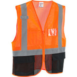 Global Industrial Class 2 Hi-Vis Safety Vest 3 Pockets Mesh Orange/Black 2XL/3XL