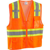 Global Industrial Class 2 Hi-Vis Safety Vest 6 Pockets Two-Tone Mesh Orange 2XL/