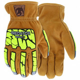 Mcr Safety Leather Gloves,A5,Brown/Green,XL,PR PD3430XL