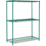 Nexel 3 Shelf Poly-Green Wire Shelving Unit Starter 36""W x 24""D x 54""H