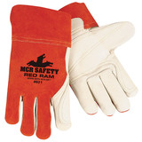 MCR Safety® Red Ram™ Grain Cowhide Gloves, X-Large, Cream/Russet, 12/Pair