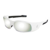 MCR Safety® Swagger® Eyewear, White Frame, Silver Mirror Lens, 1/Each
