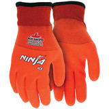 MCR Safety® Ninja® Ice Fully Coated Gloves, Large, Hi-Vis Orange, 12/Pair