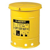 Justrite Oily Waste Can,6 Gal.,Steel,Yellow 09111