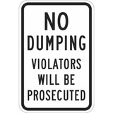 Lyle Reflective No Dumping Sign,18x12in,Alum T1-1119-DG_12x18