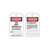 Brady Danger Tag,Black/Red on White,PK10 145766