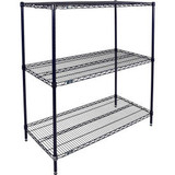 Nexel 3 Shelf Nexelon Blue Wire Shelving Unit Starter 54""W x 24""D x 54""H