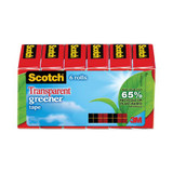 Scotch Transparent Greener Tape,3/4"x90,PK6 612-6P