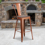 Flash Furniture Metal Bar Stool,30",Copper ET-3534-30-POC-WD-GG