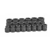 Grey Pneumatic Socket Set,1"D,Fraction,21pcs. 9021