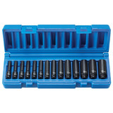 Grey Pneumatic Socket Set,1/4"D,Surface,D,14pcs. 9714MD