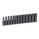 Grey Pneumatic Socket Set,3/8"D,D,13 pcs. 1213MD