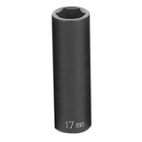 Grey Pneumatic Socket,17mm,1/2"D,Impact,6pt.,D 2017MD