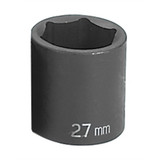 Grey Pneumatic Socket,27mm,1/2"D,Impact,6pt. 2027M