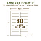 Avery Dennison Label,30Up,White,PK750 48266
