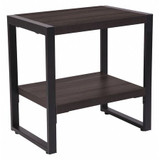 Flash Furniture End Table,Blk Metal Frame,Charcoal Wood NAN-JH-1733-GG