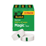 Scotch Magic Tape,1/2 x 1296 in.,Clear,PK3 810H3