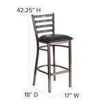 Barstool,Ladder Back,Clr w-Blk Vnyl Seat  XU-DG697BLAD-CLR-BAR-BLKV-GG