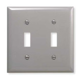 Hubbell Wiring Device-Kellems Toggle Switch Wall Plate,2 Gang,Gray NP2GY