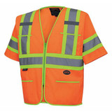 Pioneer Sleeved Vest,Polyester,Hi-Vis Orange,2XL V1023550U-2XL