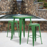 Flash Furniture Green Backless Metal Stool,30",PK4 4-CH-31320-30-GN-GG