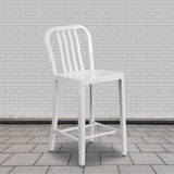 Flash Furniture White Metal Outdoor Stool,24",PK2 2-CH-61200-24-WH-GG