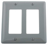 Hubbell Wiring Device-Kellems Rocker Wall Plate,2 Gang,Gray NP262GY