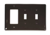 Hubbell Wiring Device-Kellems Rocker/2 Toggle Wall Plate,3 Gang,Brown NPJ226