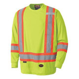 Pioneer Safety Shirt,Hi-Vis,Yellow,Polyester,4XL V1051260U-4XL