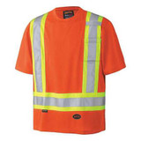 Pioneer Safety Shirt,Hi-Vis,Orange,Polyester,M V1051150U-M