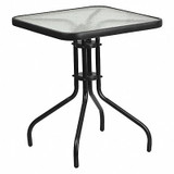 Flash Furniture Glass Black Patio Table,Sqr,23.5" TLH-073A-1-GG