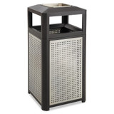 Safco Waste Receptacle,38 gal.,Ashtray Top,Blk 9935BL