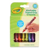 Crayola® Washable Tripod Grip Crayons, Assorted Colors, 8/Pack 81-1460