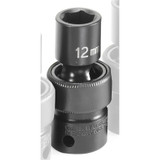 Grey Pneumatic Socket,12mm,3/8"D,Impact,Univ 6pt. 1012UM