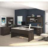 Bestar U-Shaped Desk,Lat.File/Bkcs,Drk/Wht Choc 52850-31