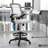 Flash Furniture White Mesh Drafting Chair BL-ZP-8805D-WH-GG
