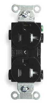 Hubbell Wiring Device-Kellems Receptacle,Duplex,20A,5-20R,125V,Black CR20BLKTR