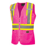 Pioneer Ladies Mesh Back Vest,Pink,Large V1021840U-L