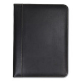 Samsill Contrast Stitch Leather Padfolio,Black 71710