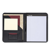 Samsill Contrast Stitch Leather Padfolio,Black 71710
