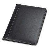 Samsill Contrast Stitch Leather Padfolio,Black 71710